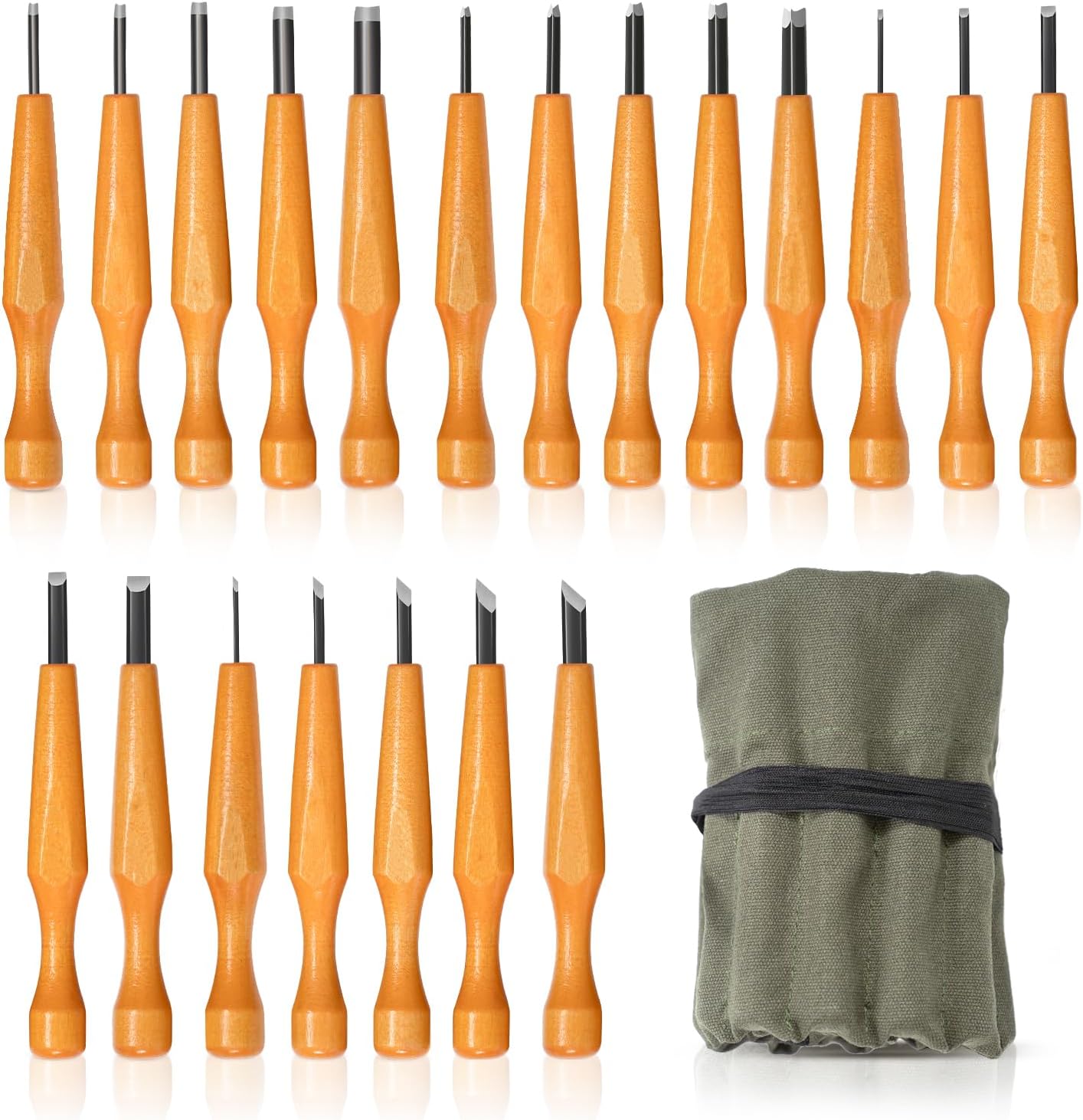 Wood Carving Tools Set – 20 Pcs Wood Carving Knife Set Beginner Whittling Kit with Canvas Case for Adults Children, Carving DIY Wood Carving Kit – Perfect for Beginners and Experts